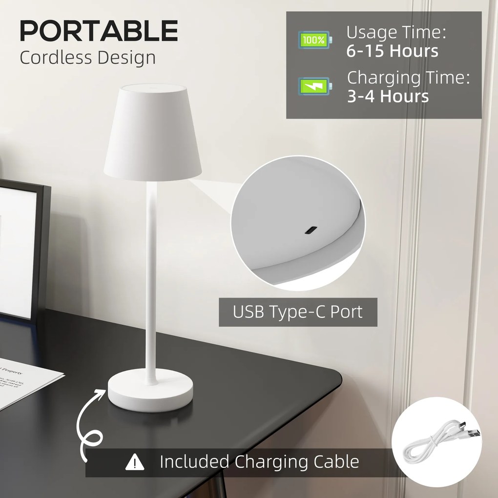 HOMCOM Lampa stołowa, regulowana, 1000 LM, Średnica 11,2x36,5 cm, Biała