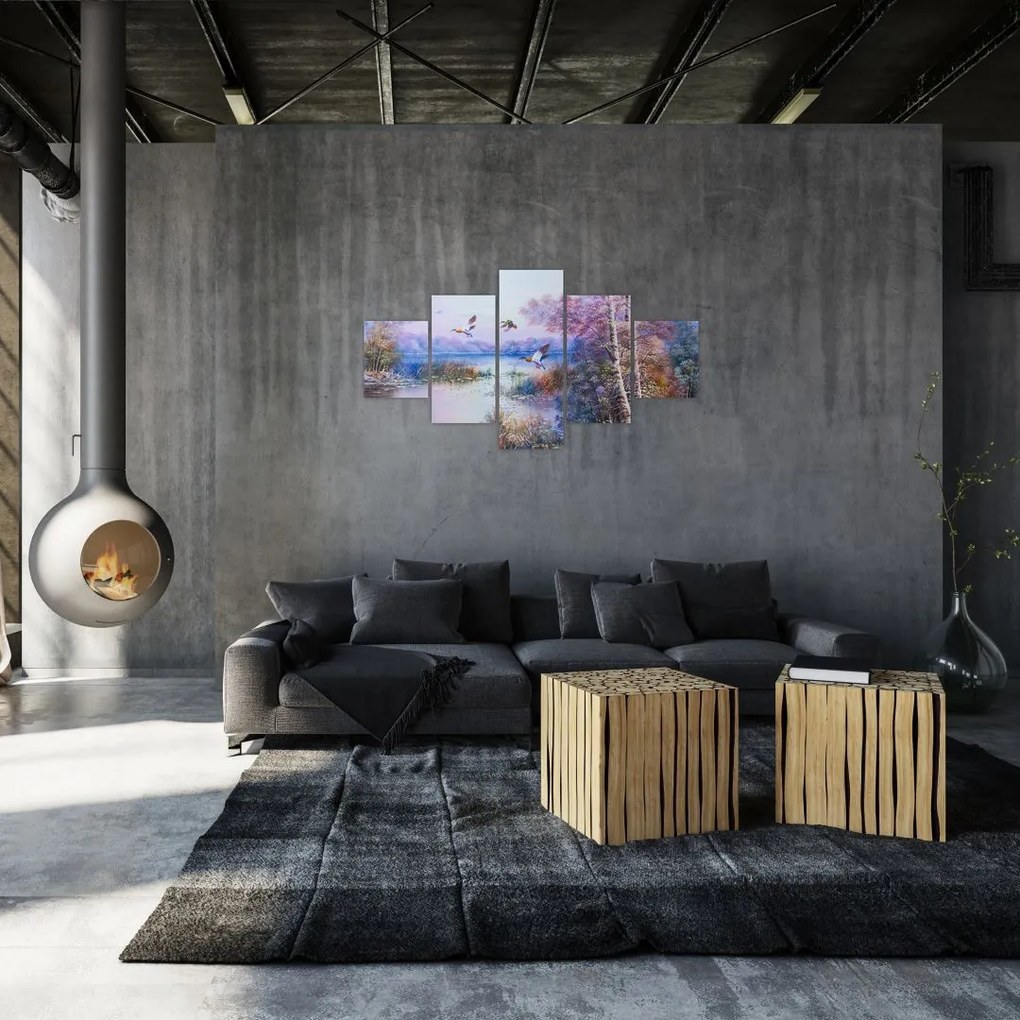 Obraz - Idzie jesień, obraz olejny (125x70 cm)