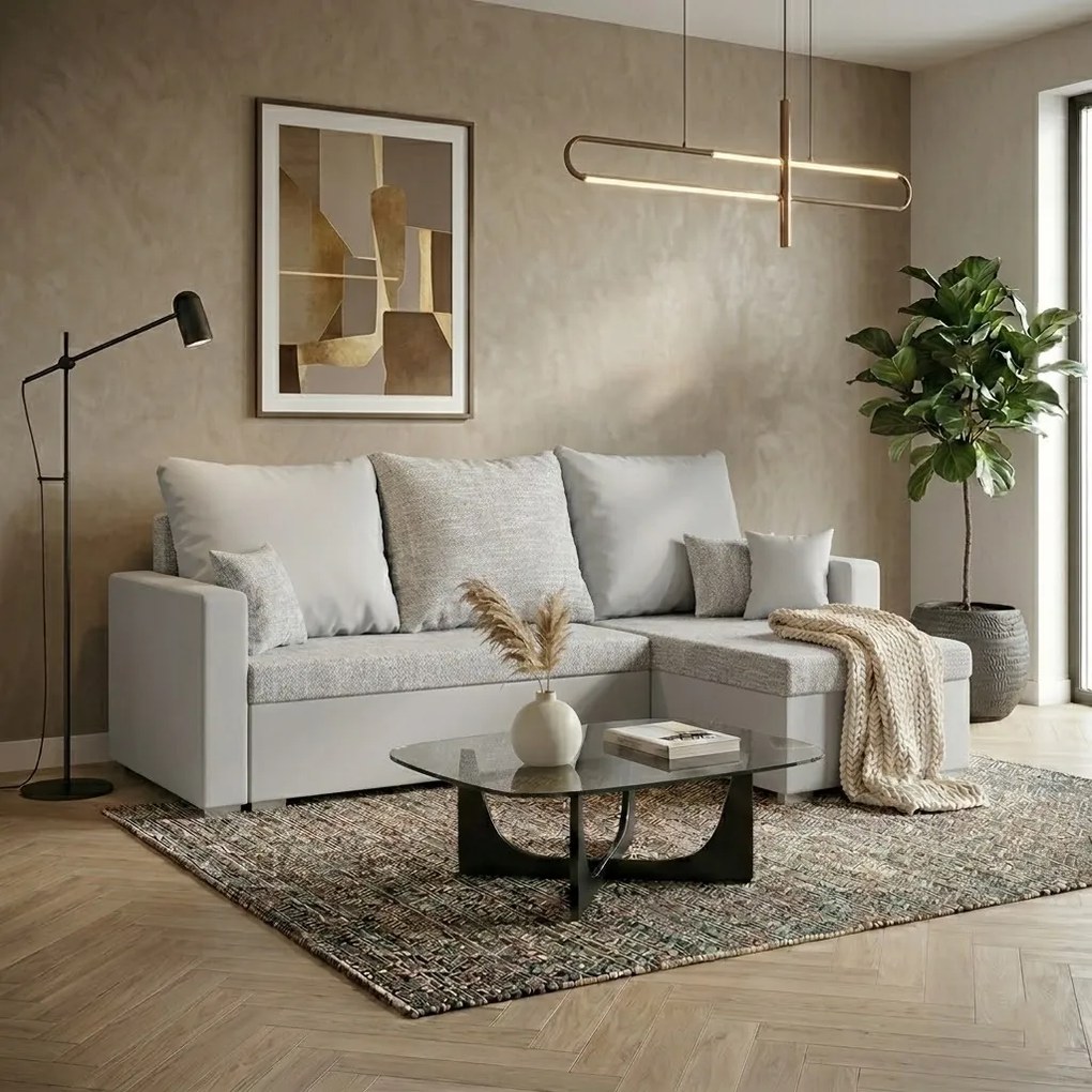 Narożnik z funkcją spania MADRIT Srebrny/Biały