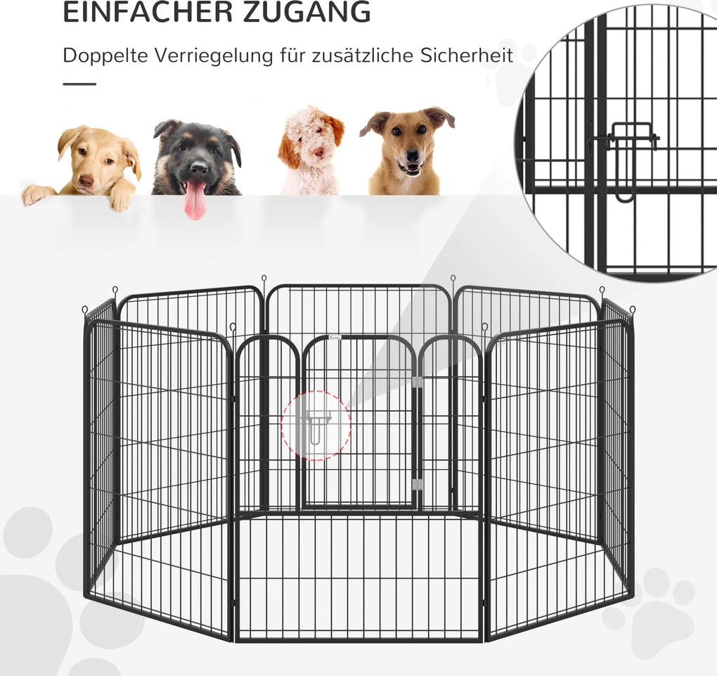 PawHut Wybieg dla zwierząt metalowa bramka konfigurowalny czarny 79x100cm | Aosom PL