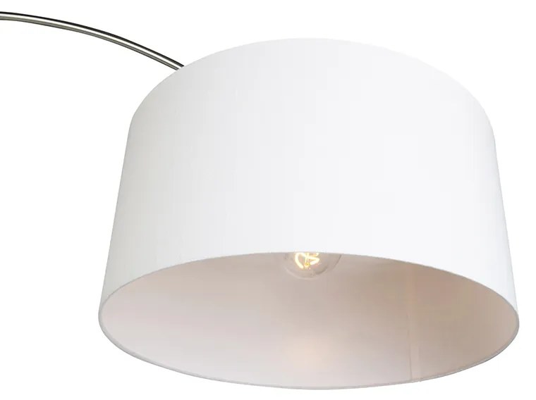 Luk Lampa łukowa stalowy abażur z tkaniny biały 50/50/25 regulowany - XXL Nowoczesny Oswietlenie wewnetrzne