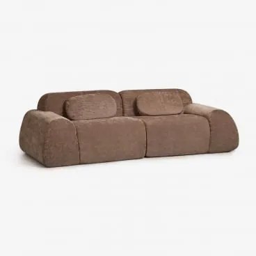 Sofa Modułowy 2-częściowy Z Tkaniny Chenilla Pakowany Próżniowo Merida Szenila Karmelowy Brąz - Sklum