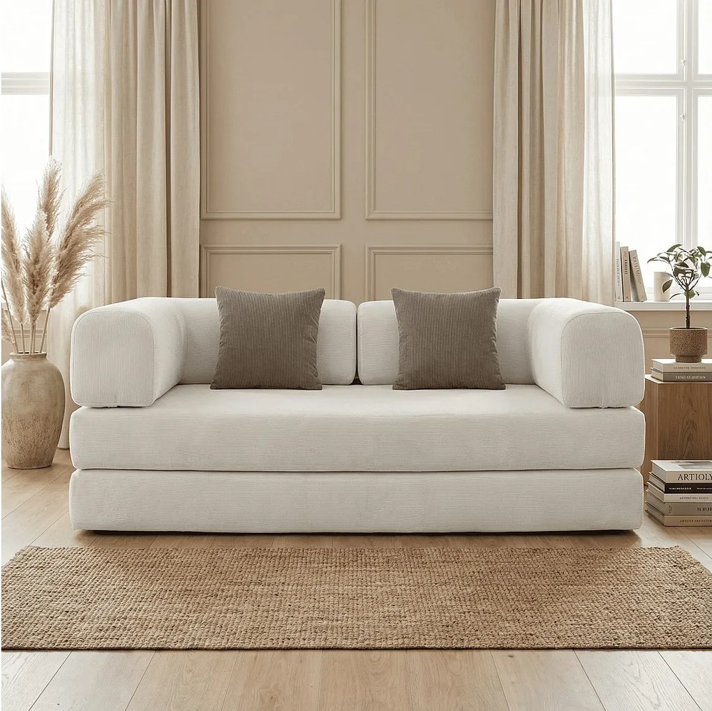 Coco Living Sofa rozkładana Kaia – biały/brązowy