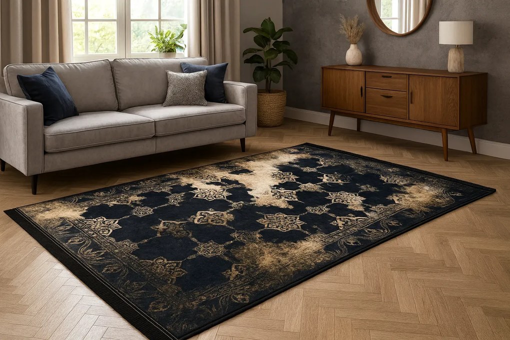 Czarny elegancki dywan B4-S16