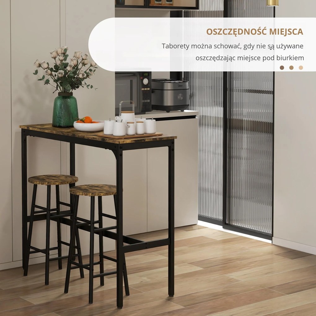 HOMCOM Stół barowy z 2 stołkami barowymi
