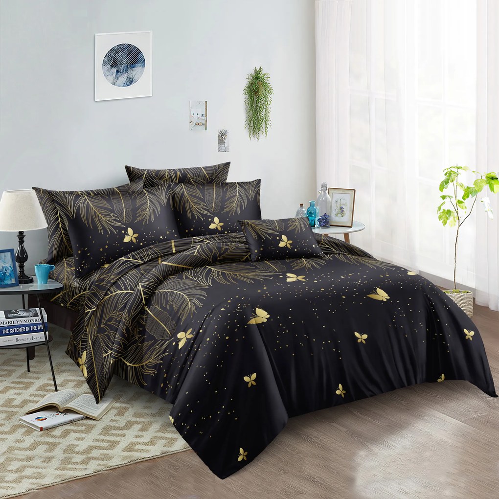 PrzytulneMieszkanie.pl PrzytulneMieszkanie.pl Pościel z mikrowłókna VISATA czarna Rozmiar pościeli: 70 x 80 cm | 140 x 200 cm
