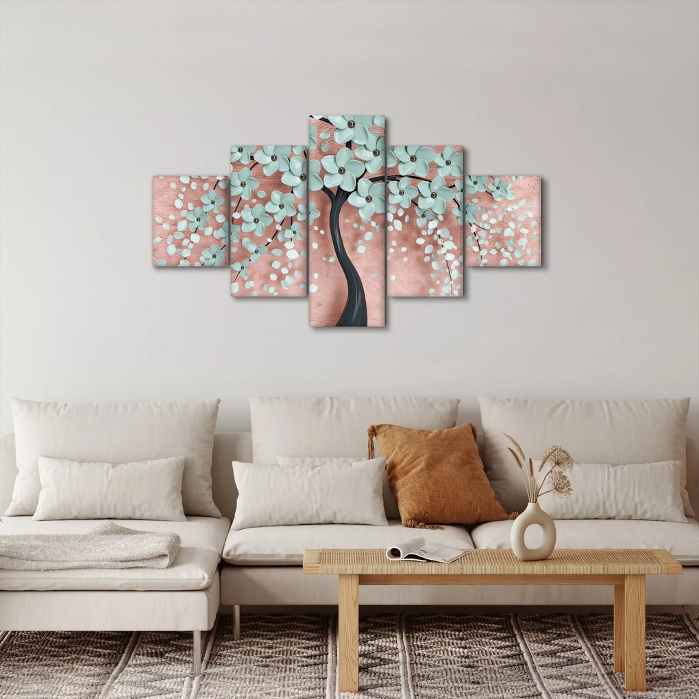 Obraz - Pastelowe niebieskie kwiaty (125x70 cm)