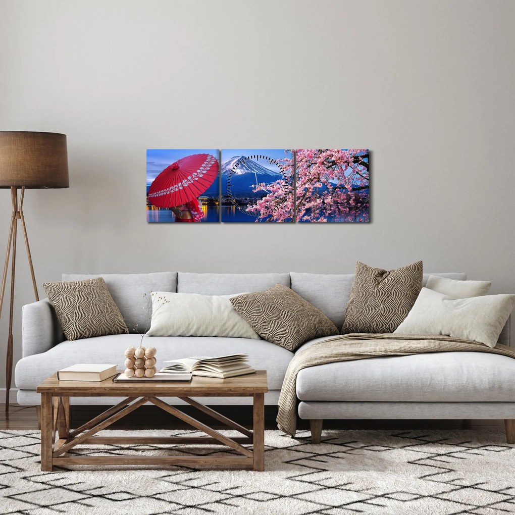 Obraz - Widok na szczyt, Japonia (z zegarem) (90x30 cm)