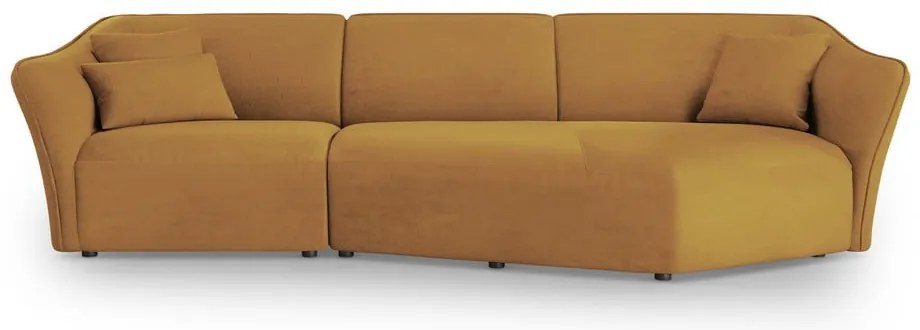 Musztardowy narożnik z materiału bouclé Tokyo – Cosmopolitan Design