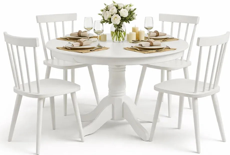 Biały okrągły stół z krzesłami Z0-N87