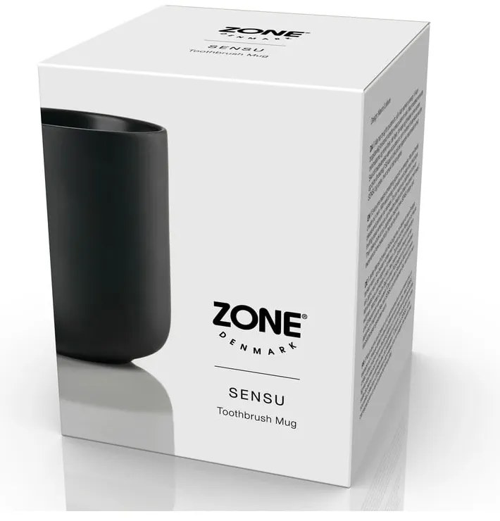 Czarny kamionkowy kubek na szczoteczki do zębów Sensu – Zone