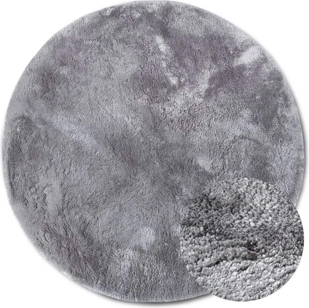 Dywan Cosy Shaggy Szary Elle Decoration Koło – miękki, wysoki włos 200 cm x 200 cm Certyfikat Oeko-Tex