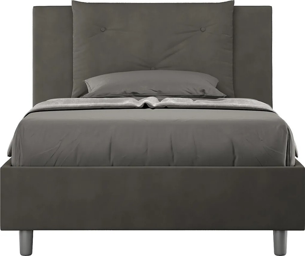 Łóżko wyposażone w stelaż z listwami tapicerowane 120x190 microfibra szary Appia