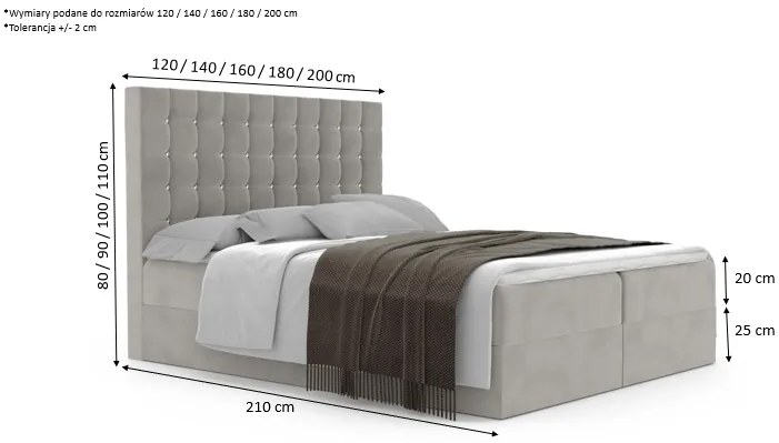 Łóżko kontynentalne LEVIA 2 - 200x200