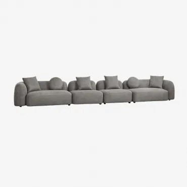Modułowa Sofa 4-częściowa Z Tkaniny Coco Chenille Granitowo-szary Gruby Szenil - Sklum