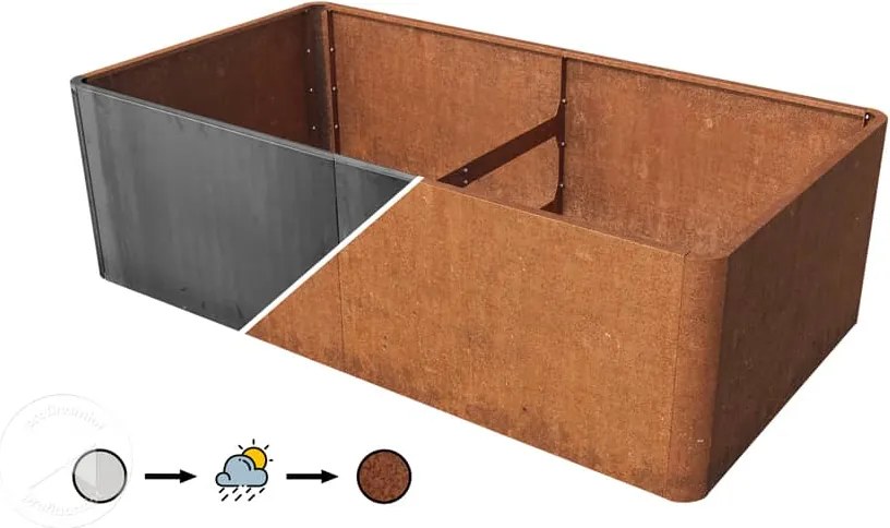 PRIMEYARD 200 x 107 x 60 cm Grządka podwyższona, stal corten, optyka rdzy - (GFPV00820)