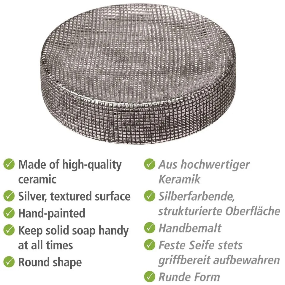 Ceramiczna mydelniczka w kolorze srebra Rivara – Wenko