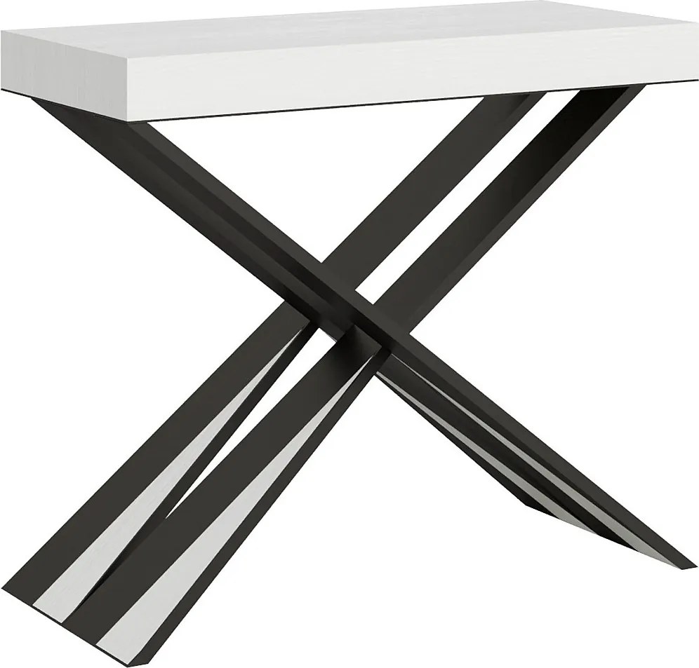 Konsola rozkładana 90x40/300 cm Diago Frassino biała rama w kolorze Antracytu