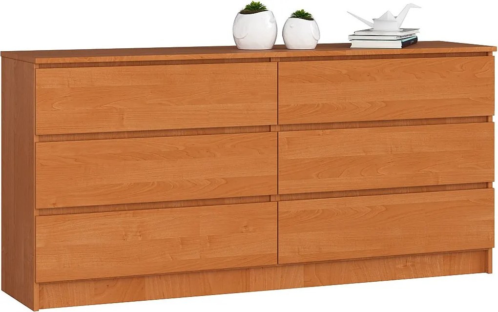 Komoda AKORD K160 Olcha 160 cm 6 szuflad kolor Olcha mat 160x40x77 cm