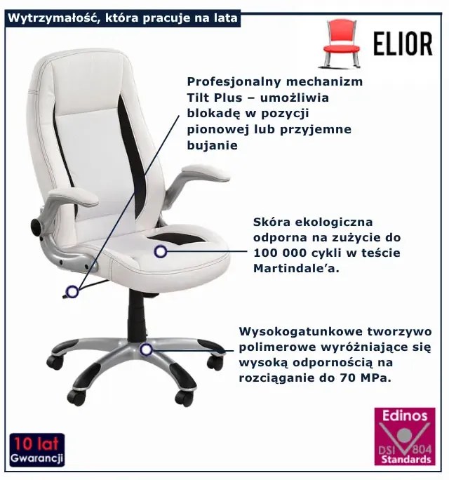 Biały biurowy fotel obrotowy - Madsen