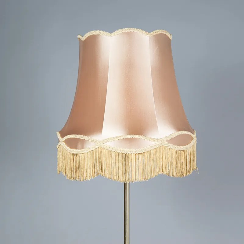 Lampa podłogowa w stylu Retro z mosiądzu z abażurem Granny w kolorze złotym 45 cm - Kaso Retro Oswietlenie wewnetrzne