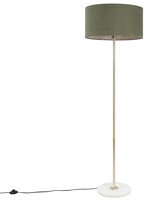 Lampa stojąca mosiężna z zielonym kloszem 50 cm - Kaso
