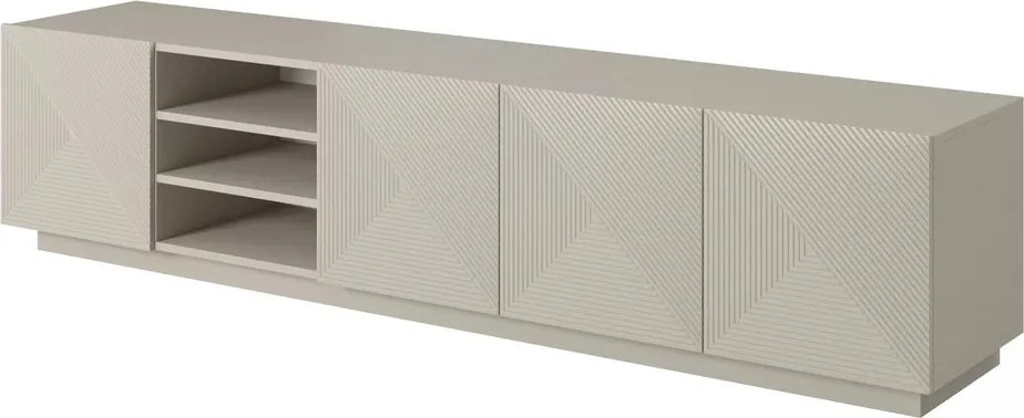 Szafka RTV Asha 200 cm ryflowanym frontem i wnęką - kaszmir