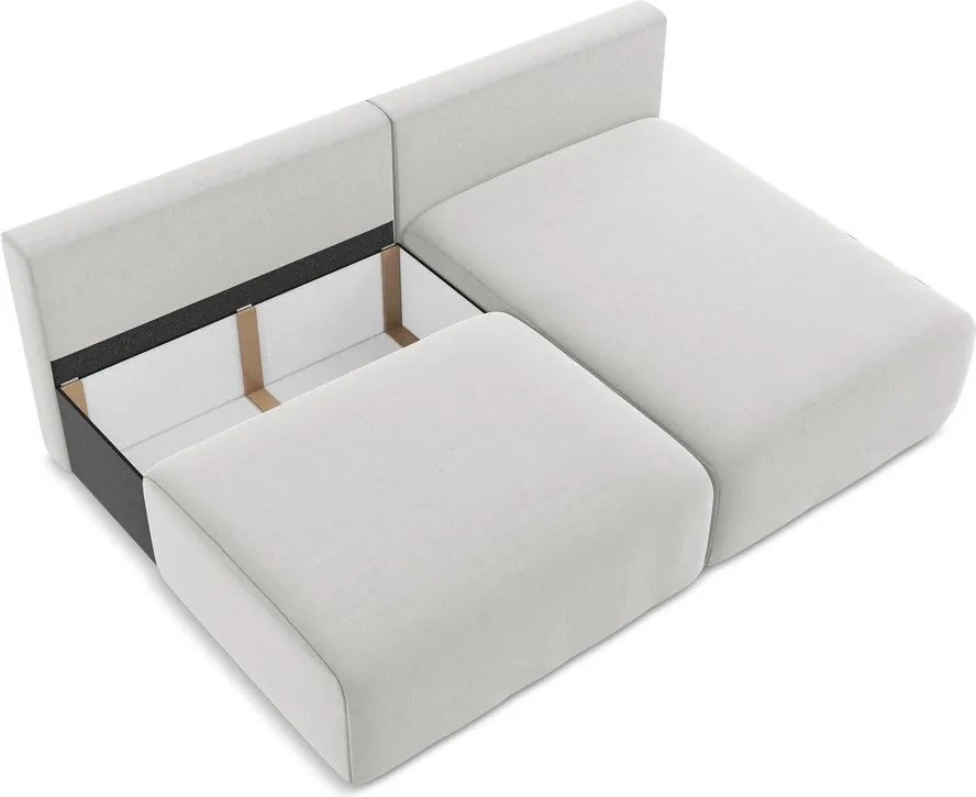 Jasnoszary aksamitny rozkładany/ze schowkiem narożnik (prawostronny/z szezlongiem) Kalena – Makamii