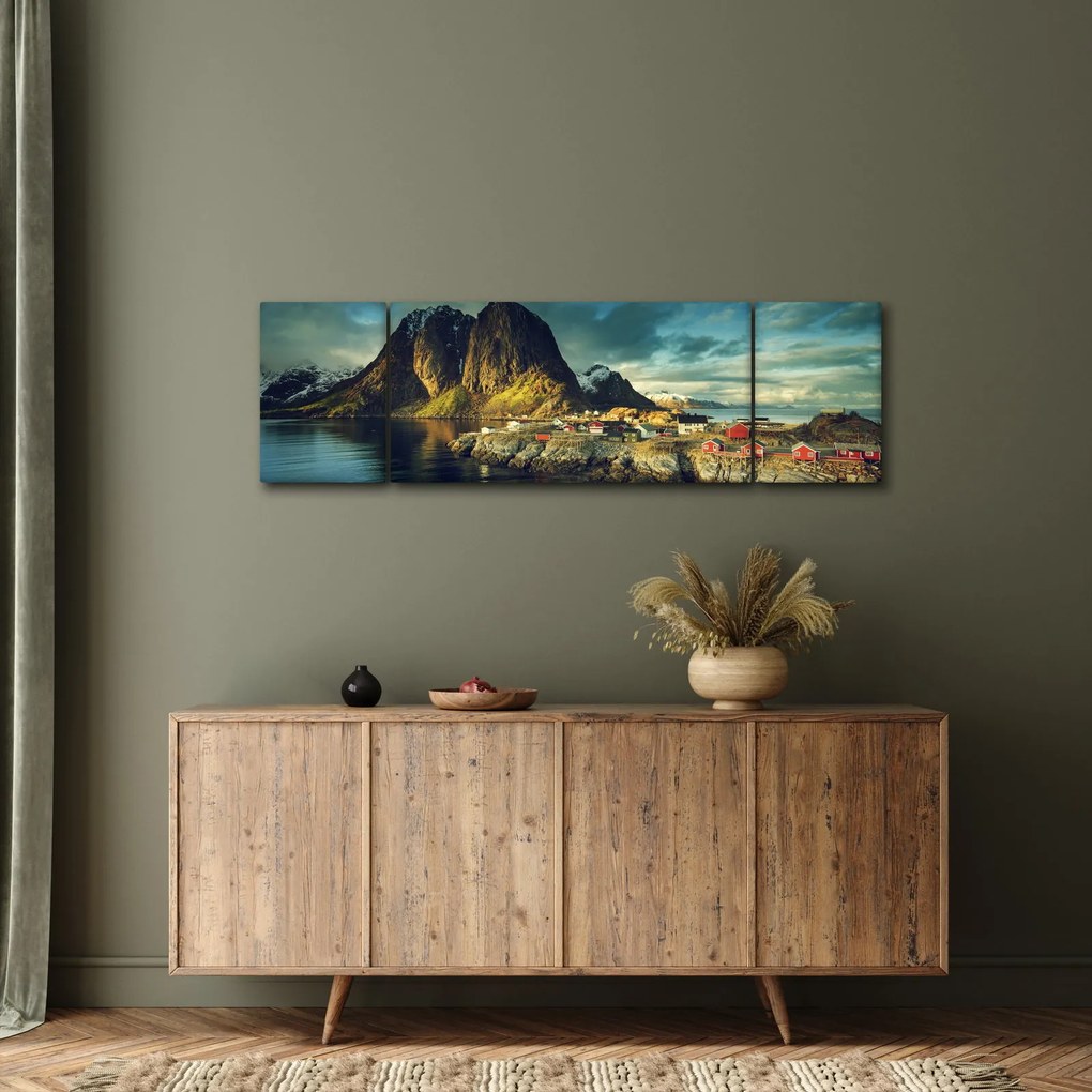 Obraz wioski rybackiej w Norwegii (170x50 cm)