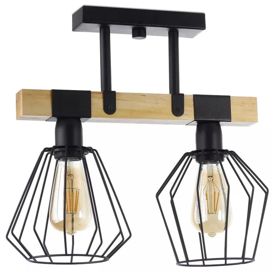 Żyrandol natynkowy CAMEROON 2xE27/60W/230V czarny/drewno