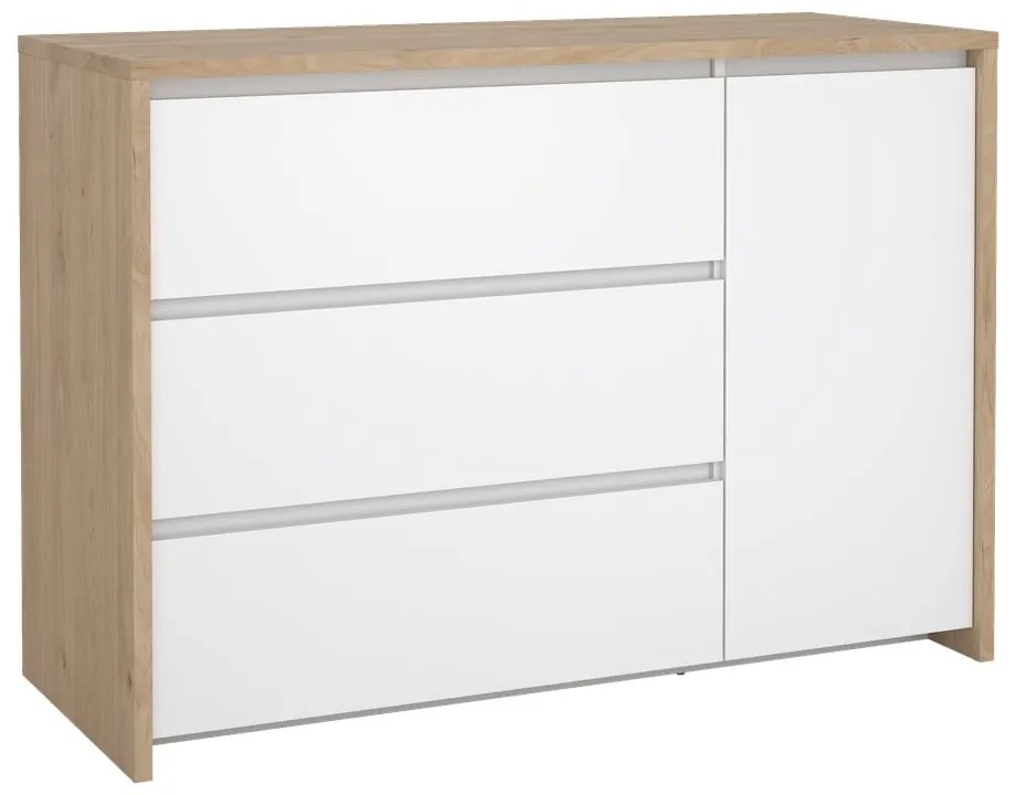 Biało-naturalna komoda w dekorze dębu 119x84x48 cm Next – Tvilum