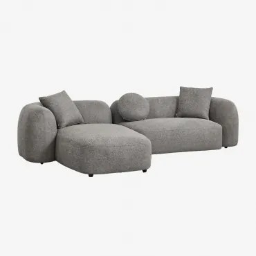 Sofa Modułowy Z Lewym Szezlongiem, 2-częściowy, Z Tkaniny Chenilla Coco Granitowo-szary Gruby Szenil - Sklum