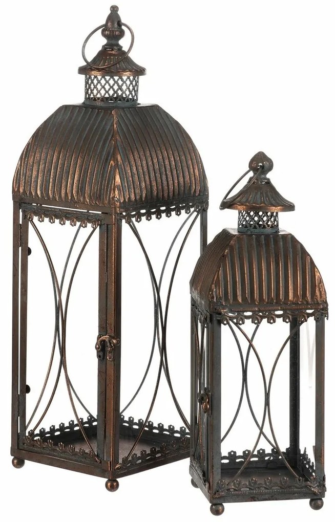 Zestaw metalowych latarni Romance, 2 szt., miedź