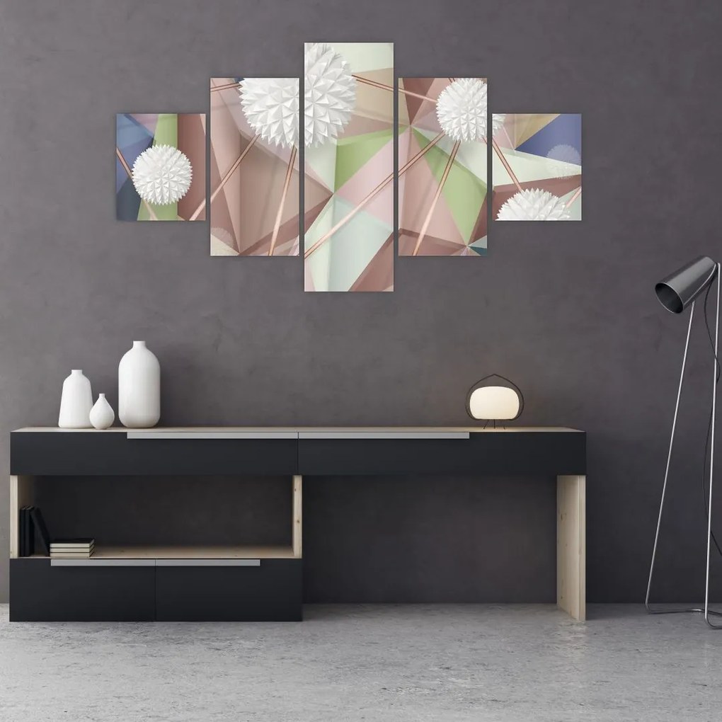 Obraz - Abstrakcja 3D w pastelowych kolorach (125x70 cm)