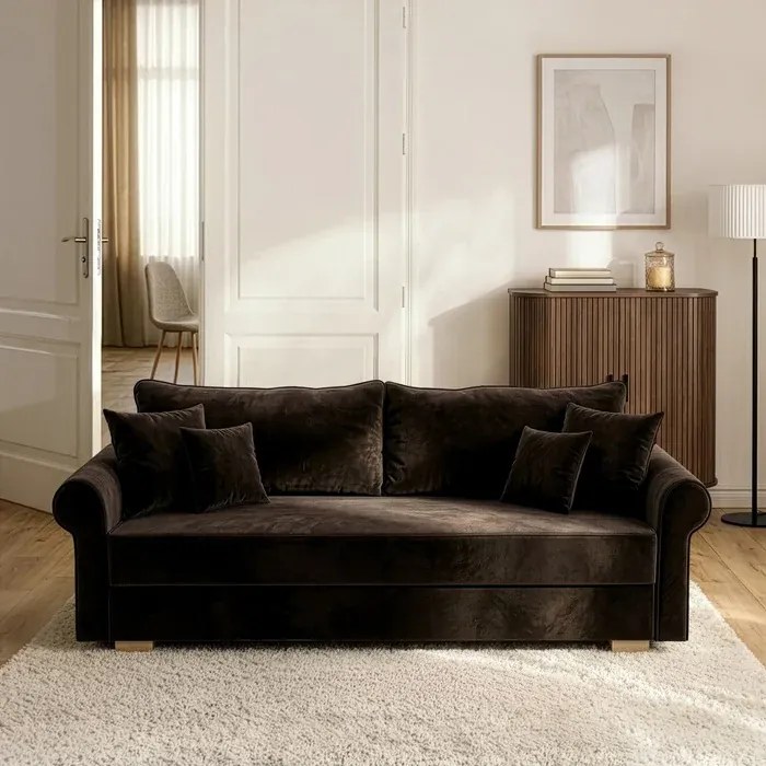 Sofa z Funkcją Spania RELON Brązowa Nowoczesna