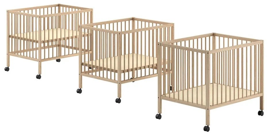 Kojec dla dzieci z litego drewna bukowego z regulowaną wysokością/na kółkach 95x75 cm w naturalnym kolorze Dino – Vipack