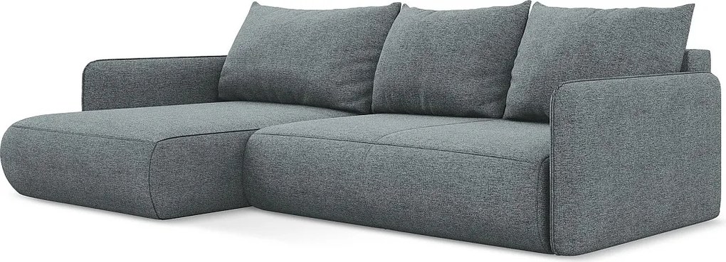 Narożnik lewostronny z funkcją spania - z tkaniny szenilowej - jeans - NANEA