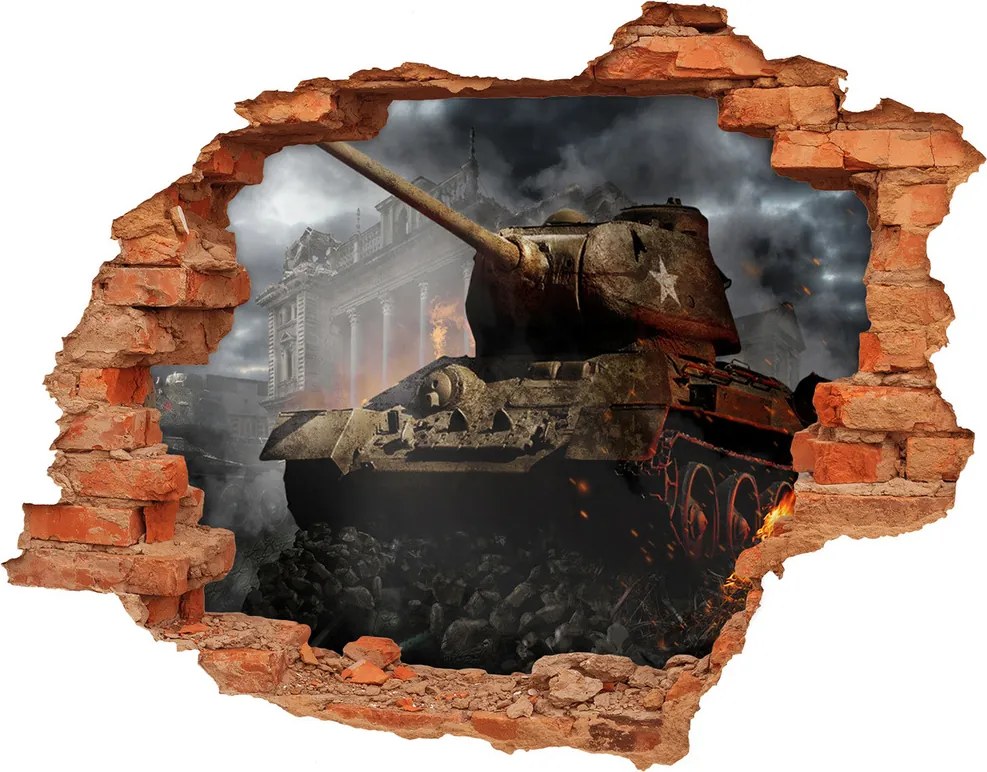 Fototapeta dziura na ścianę Czołg