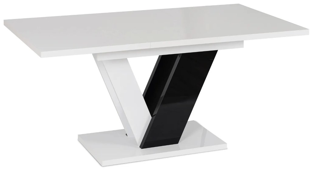 Stół Prostokątny Rozkładany CLARK 120-160 cm Czarny/Biały Połysk Glamour