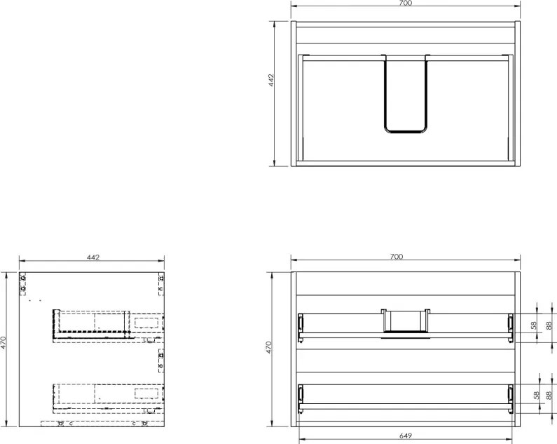 Mexen Box-A korpus szafki podumywalkowej 70 cm, 2 szuflady, grafit mat - 91AX0-0700-470-2-66