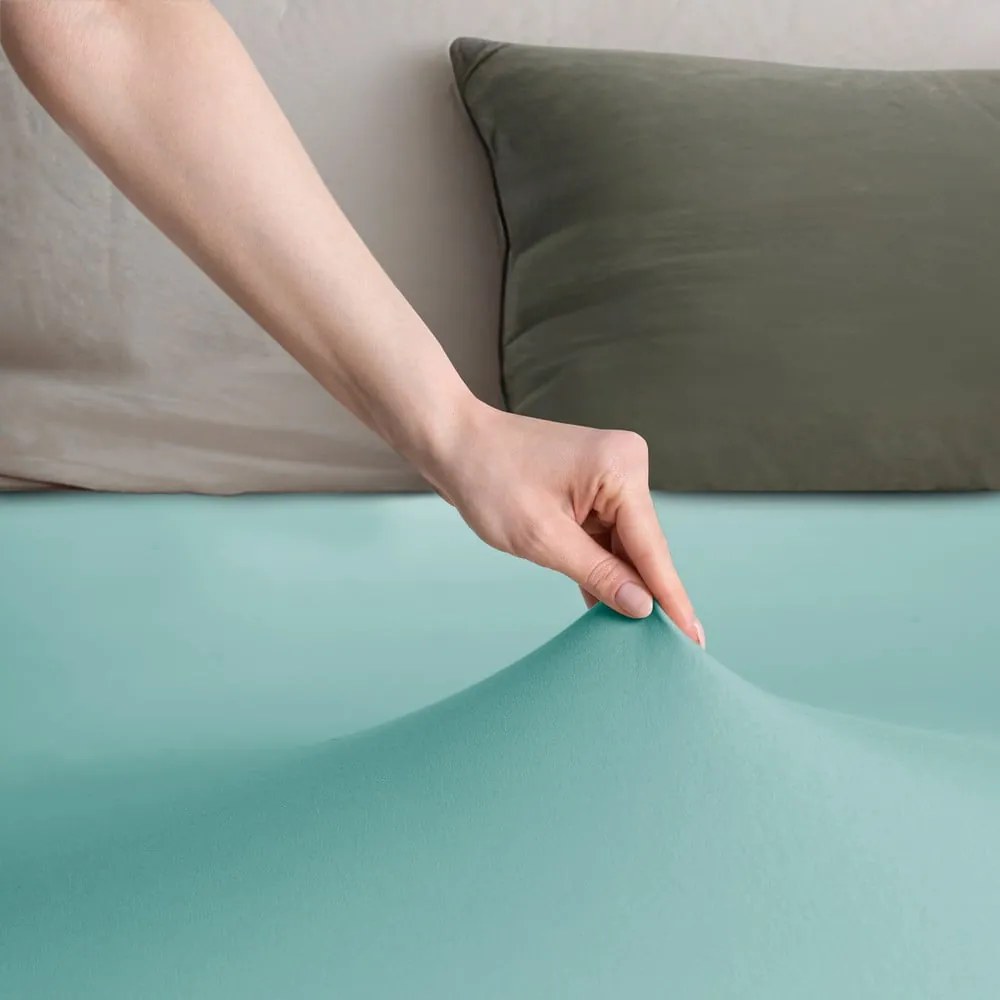 Turkusowe dżersejowe prześcieradło z gumką 140x200 cm Amber – Restilo
