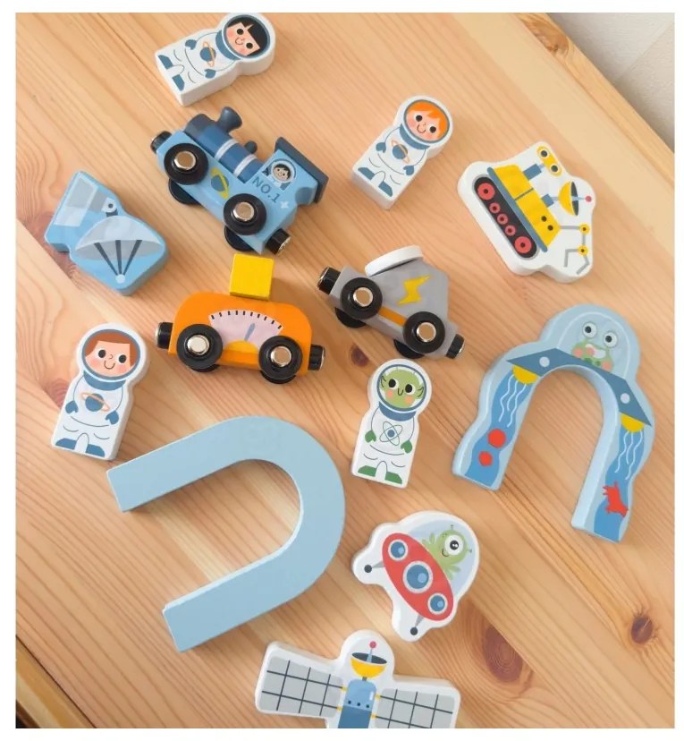 Tooky toy drewniana kolejka kosmiczna zestaw tory