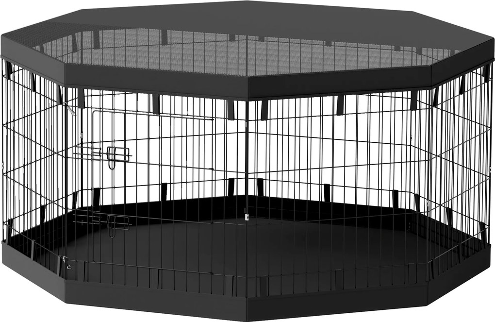 PawHut Wybieg dla Szczeniąt, Wysokość 76 cm/ok. 2,5 m², 8 Paneli, Płachta Podłogowa, Kombinowana Pokrywa Dachowa