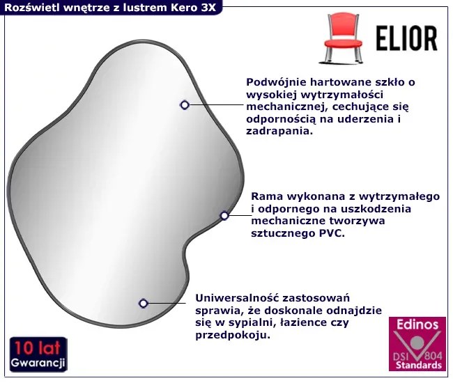 Czarne nieregularne lustro wiszące 50x40 cm Z5-M98