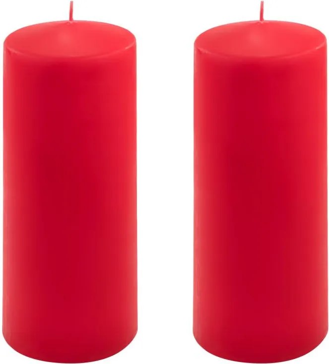 Zestaw świec słupkowych, 20 cm, Ø 7,5 cm, czerwona, 2 szt