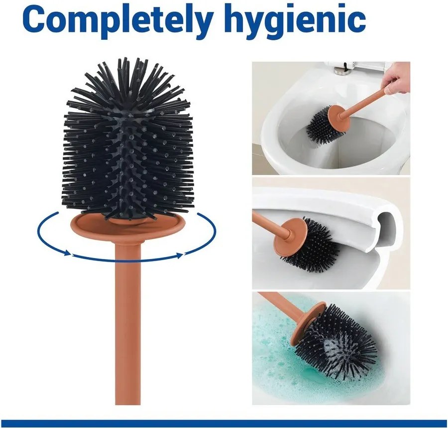 Brązowa plastikowa szczotka do WC z mocowaniem Turbo-loc bez wiercenia Lizan – Wenko