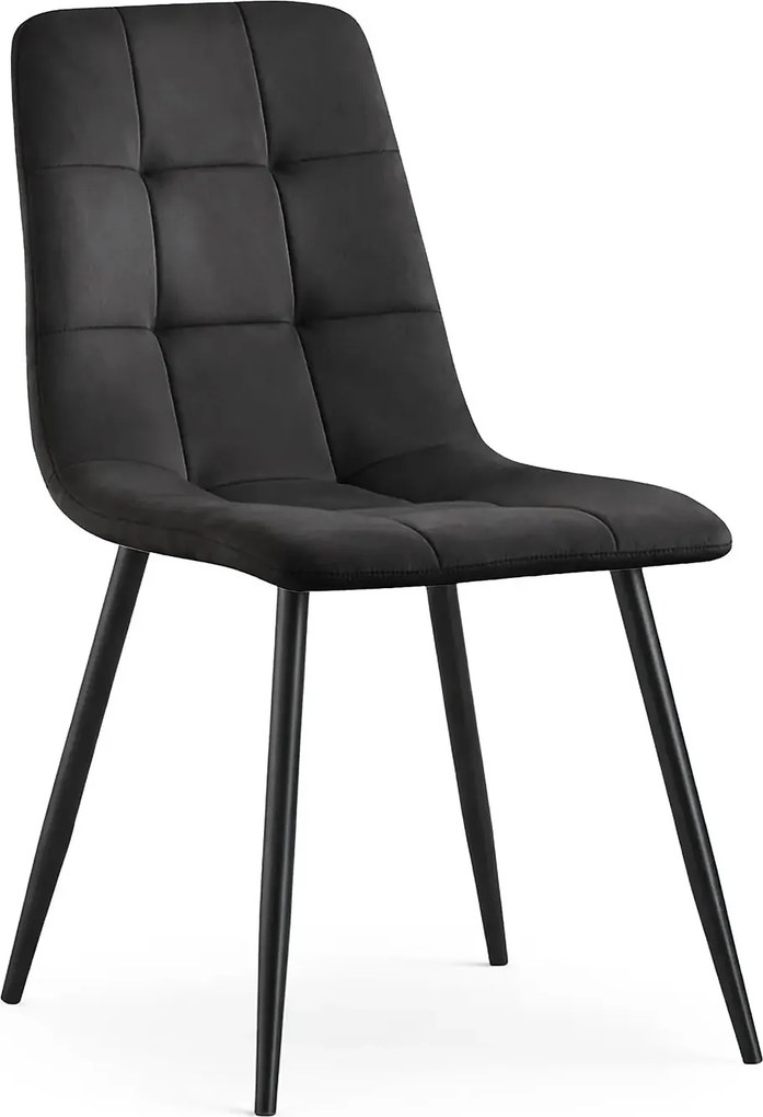 Zestaw 2 czarnych nowoczesnych krzeseł welurowych - Verlino