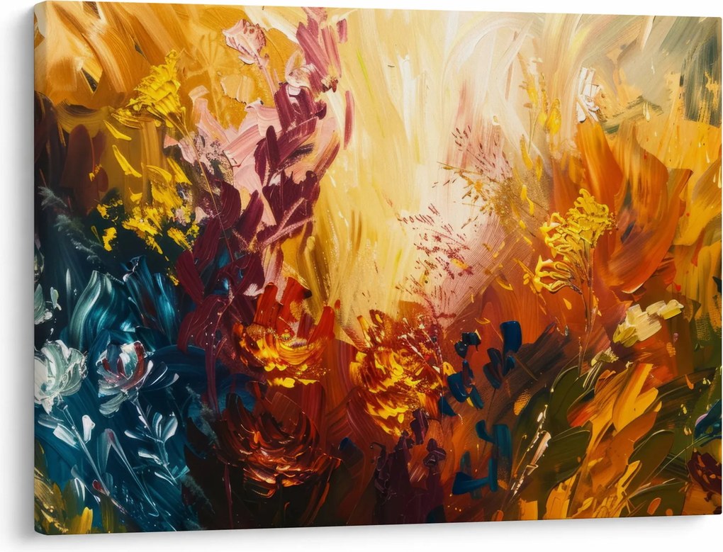 Obraz - Abstrakcyjny obraz kwiatów (70x50 cm)