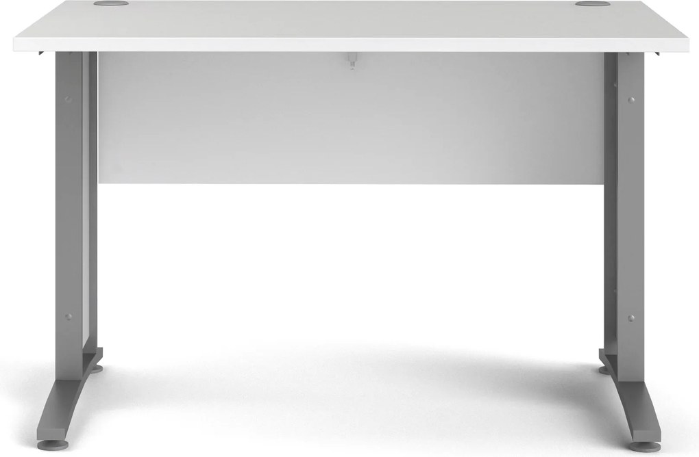 Biurko proste Prima biały 120 szare nogi