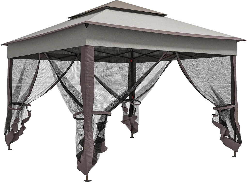 Outsunny Faltpavillon z Bocznymi Ścianami Szary 3,25 x 3,25 x 2,7 m